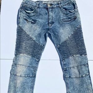 Denim Country Pants Striped Moto Skinny Jeans